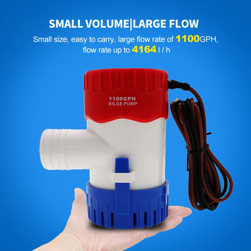 [AUSTRALIA] - 24V 12V Bilge Pump 1100GPH 750GPH 500GPH 350GPH New Electric Water Pump for Boats Accessories Marin,Submersible Boat Water Pump 1100GPH 12V Bilge Pump 