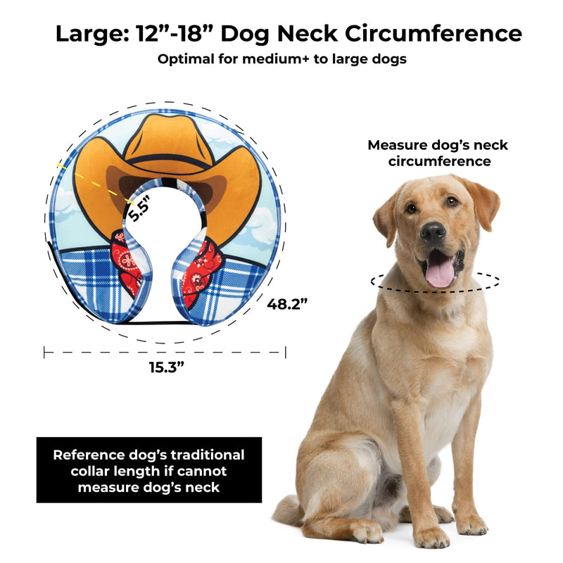 Choola Pet Inflatable Dog Cone Collar for After Surgery Care Bundled with Toy, Pump, and Extra Tube Wild West Large Collar - BeesActive Australia