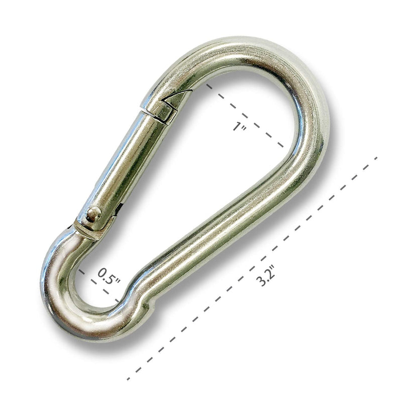 ACY Marine Stainless Carabiner Clip -Snap Hook Clips Pack of 4 - 316 Stainless Steel Clips Marine Grade 2.75 inches - BeesActive Australia