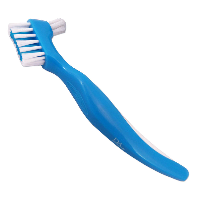 Denture Brush (Set of 2) Blue & White Brushes ~ Easy Grip Handle, Double Bristle Head - BeesActive Australia