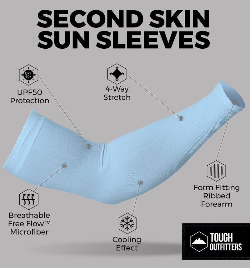 UV Sun Protection Arm Sleeves for Men & Women - UPF 50 Sports Compression Cooling Sleeve - Skin Cancer Foundation Recommended Aqua - 1 Pair - BeesActive Australia