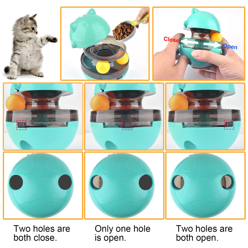 Cdycam Dog Treat Ball Treat Dispensing Interactive Dog Toys for Dogs, Wobble Wag Talking Ball Giggle Squeaky Dog Puzzle Toy for Boredom Slow Feeder cat food dispenser toy lake blue - BeesActive Australia