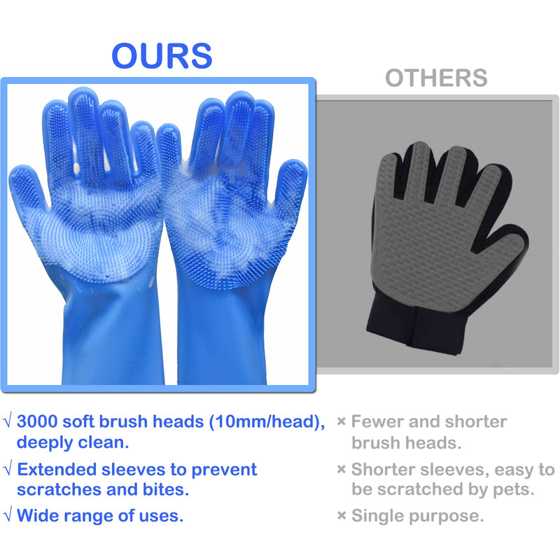 Pet Grooming Gloves, Yintoper Dog Bathing Gloves with High-Density Teeth, Heat Resistant Silicone Cat Washing Shampoo Gloves, Bathing and Massaging for Dogs and Cats - BeesActive Australia