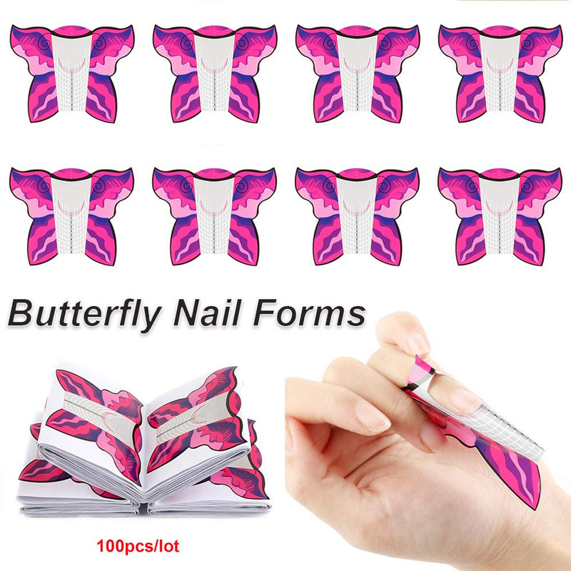GBSTORE 100PCS/Lot Butterfly Shaped Nail Art Acrylic UV Gel Nail Extention Tips For Guide Sticker,Nail Art DIY Tool - BeesActive Australia