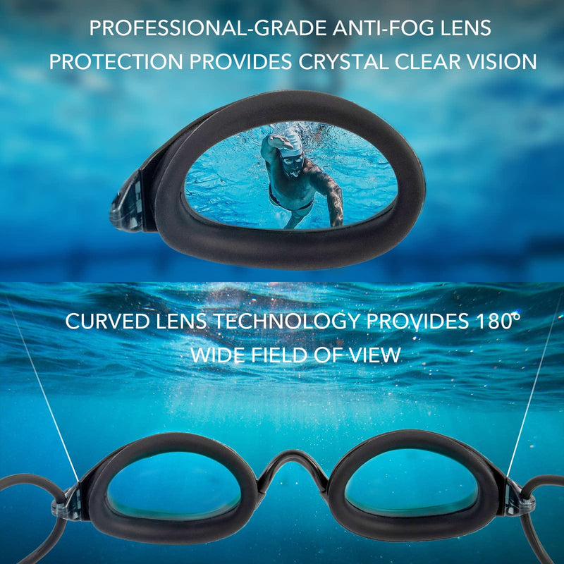 SUMARPO Swimming Goggles Anti-Fog Goggles 180°Clear Field of View Suitable for Men Women Adults Teens With 4 Nose Clips Plate With Silver - BeesActive Australia