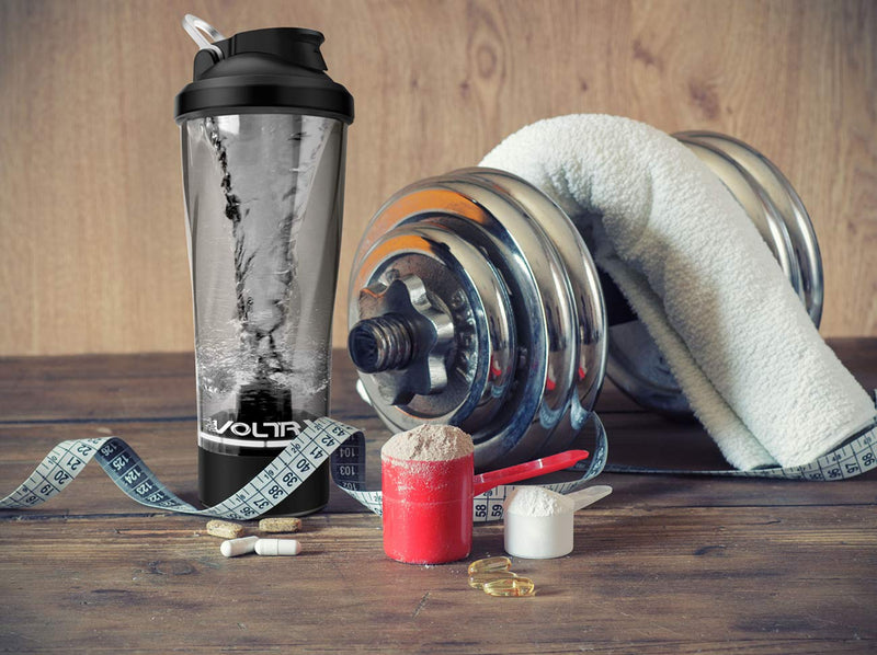 VOLTRX Premium Electric Protein Shaker Bottle, Made with Tritan - BPA Free - 600ml Vortex Portable Mixer Cup, USB C Rechargeable Shaker Cups for Protein Shakes (Black) Black - BeesActive Australia
