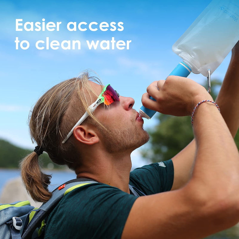 Waterdrop Gravity Water Filter Straw, 0.1-Micron Portable Water Purifier with 1.5 gal Gravity-Fed Water Bag, Survival Gear for Camping and Backpacking, Emergency Preparedness, Pack of 2 - BeesActive Australia