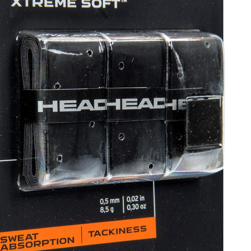 HEAD Xtreme Soft Racquet Overgrip - Tennis Racket Grip Tape - 3-Pack, Black - BeesActive Australia