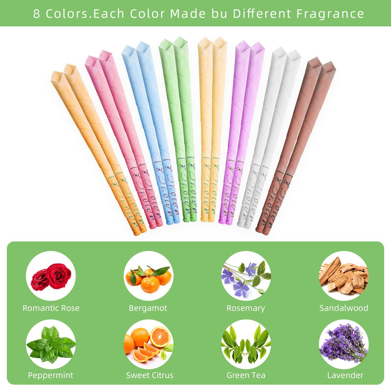 Ear candles,16pcs All Natural Hopi Ear candles Beeswax Candling Cones,Lindastas Ear wax candles,100% Non-Toxic Cylinders Fragrance Hollow Cone Candles with(8 Colours)+8 Protective Disks+30 Cotton Swab - BeesActive Australia