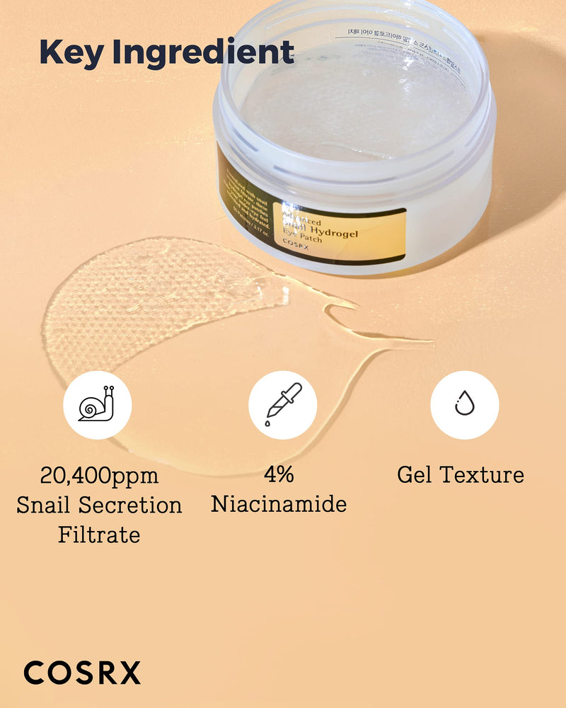 COSRX Advanced Snail Hydrogel Eye Patch 60 Patches(3.17 oz) | Eye treatments | Fine Line, Undereye, Revitalize, Refresh, Korean Skincare - BeesActive Australia