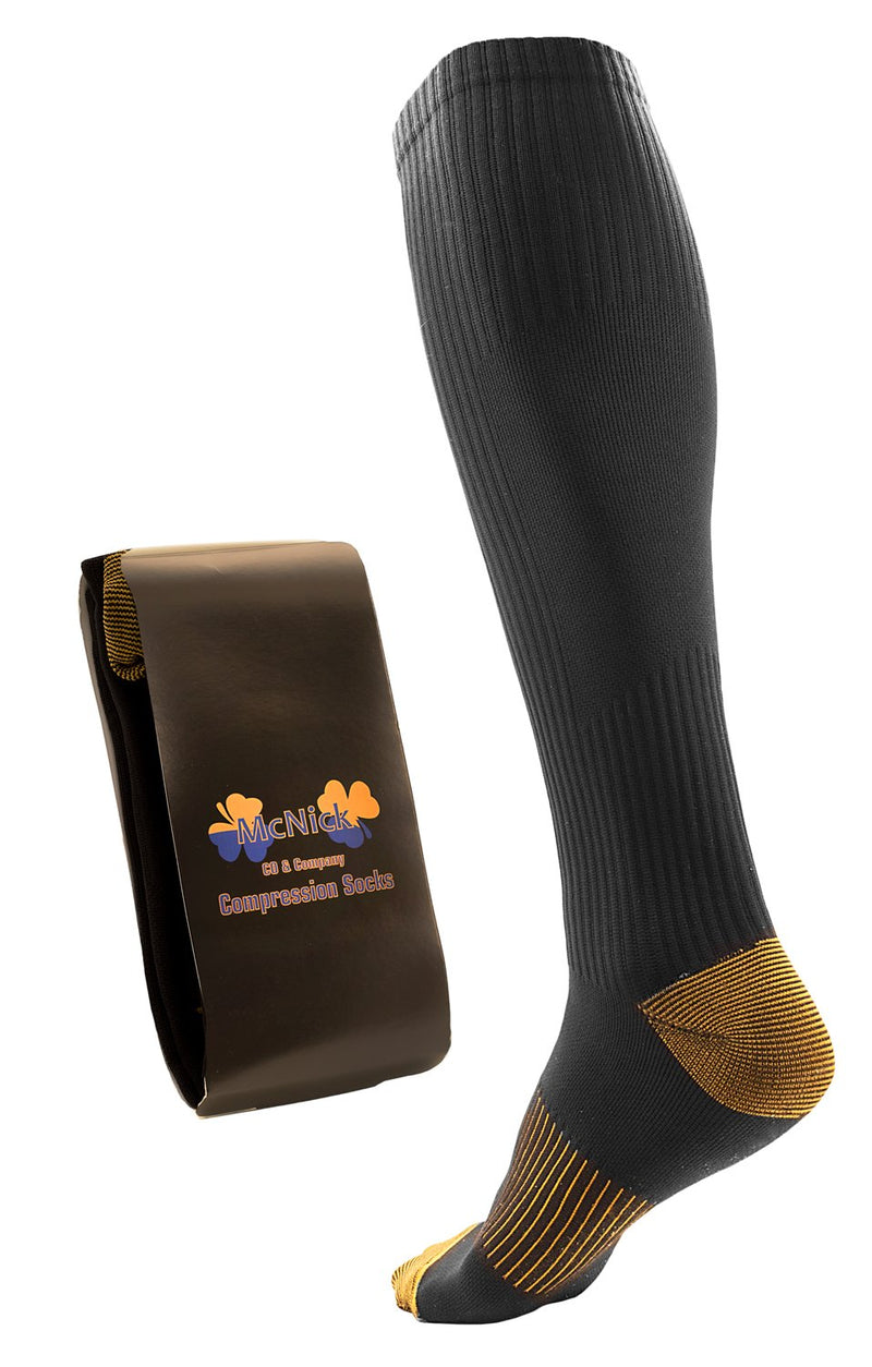 3 Pairs Black Compression Socks For Men - Copper Compression Stockings for Men One Size Fits All - BeesActive Australia