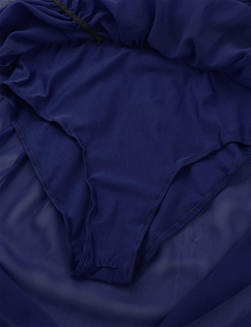 [AUSTRALIA] - YiZYiF Womens Adult Lyrical Ballet Mauve Dress Dance Costume Chiffon Flowy High-Low Skirt Navy Blue Small 