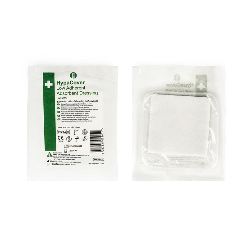 HypaCover Low Adherent Dressing Pads for Wounds Absorbent Dressing, 5x5cm (Pack of 25) 5x5 cm (Pack of 25) Pack of 25 - BeesActive Australia