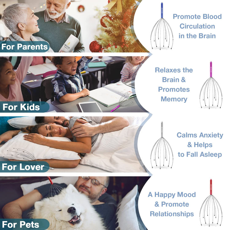 Scalp Massagers, Handheld Head Massage Tingler Novelty Gifts for Men Women, Scratcher for Deep Relaxation, Hair Stimulation and Stress Relief, Stocking Fillers Birthday Christmas Gifts (1 Pack) 1 Pack - BeesActive Australia