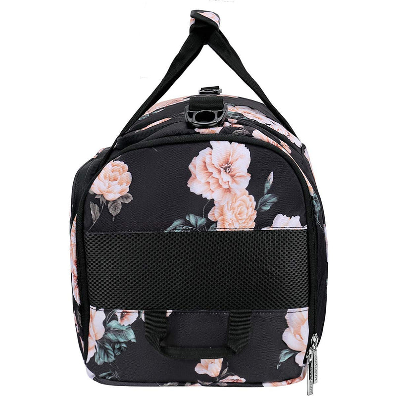MOSISO Sports Duffel Peony Gym Bag with Shoe Compartment Black - BeesActive Australia