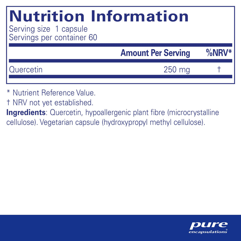 Pure Encapsulations - Quercetin 250mg - Natural Plant-Source Pure Quercetin Supplement - 60 Vegetarian Capsules - BeesActive Australia