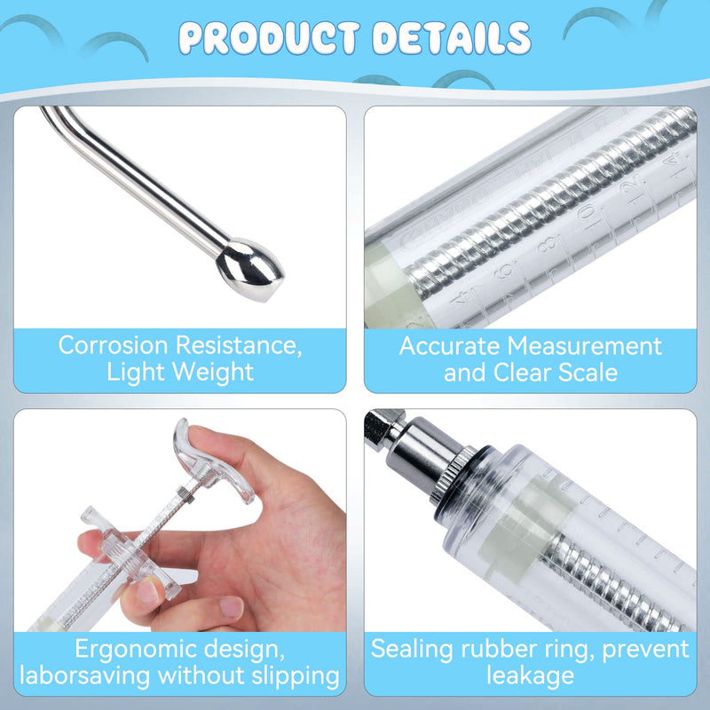 GINDOOR 2 Pieces Reusable Goats Syringe with 2 Drench Nozzle, Adjustable Dosage Detachable Sheep Drench Livestock Syringe for Sheep Baby Goat Supplies - 20ML - BeesActive Australia