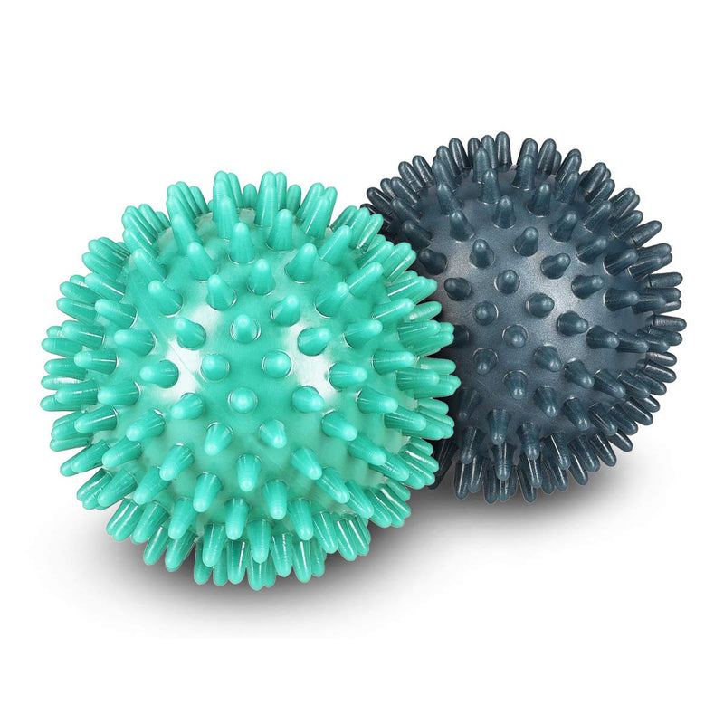 Navaris Spiky Massage Balls - Set of 2 - Hedgehog Balls for Self Massage - 1x Medium-Hard & 1x Harder Ball - Pair of Bumpy Massager Balls - � 8cm - BeesActive Australia
