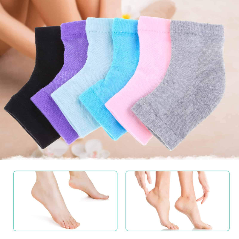 Selizo 6 Pairs Heel Moisturizing Socks Open Toe Socks Cracked Gel Heel Socks Foot Toeless Heel Repair Socks for Women Dry Hard Cracked Feet, 6 Colors - BeesActive Australia
