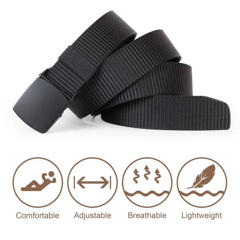 [AUSTRALIA] - SUOSDEY Tactical Belts for Men Military Nylon Web Belt Heavy Duty Metal Buckle 1.5 Inch B-black Suit Waist Size below 45" 
