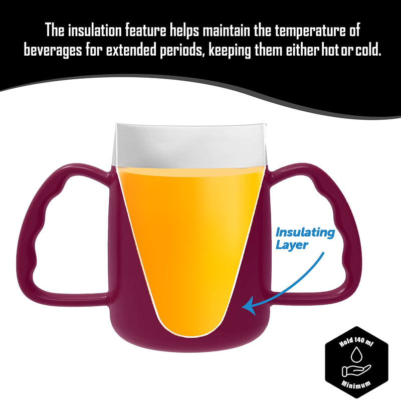 Two Handled 140ml Adult Drinking Cup, Internal Cone, and Spouted Lid. Perfect for A Spill-Proof Sipping Experience Adult Drinking Mug/Drinking Cup/Sippy Cup Get Your Drinking Aid Now! (BlackBerry) Blackberry - BeesActive Australia