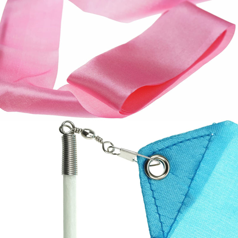 FAZHBARY Blue and Pink Rhythmic Gymnastics Ribbon Wands Praise Dancing Streamers for Kids Baton Twirling Talent Shows Artistic Dancing - BeesActive Australia