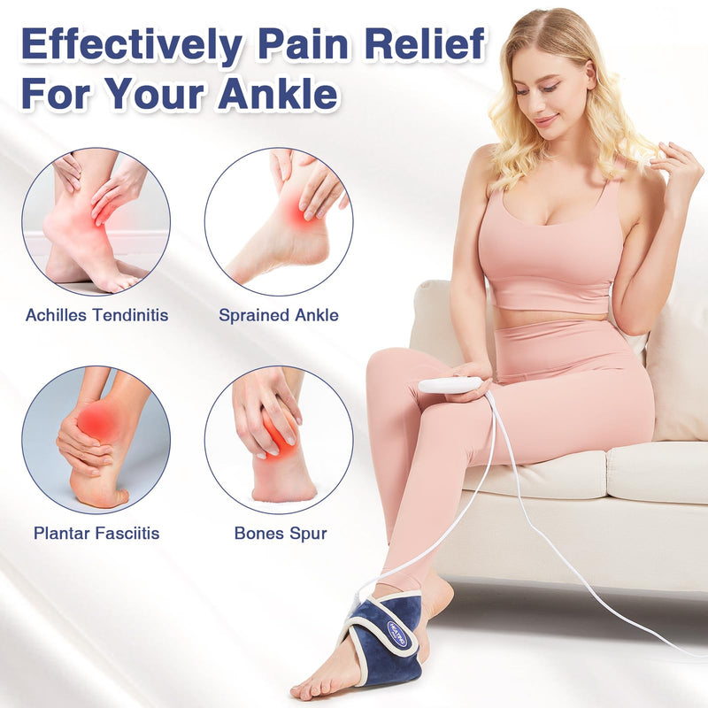 AOBOCO 1 Pack Ankle Heating Pad for Pain Relief - Foot Ankle Wrap for Planters Fasciitis/Achilles Tendinitis - Auto Shut Off & 86℉-158℉ Adjustable Heated Ankle Brace for Men/Women - BeesActive Australia