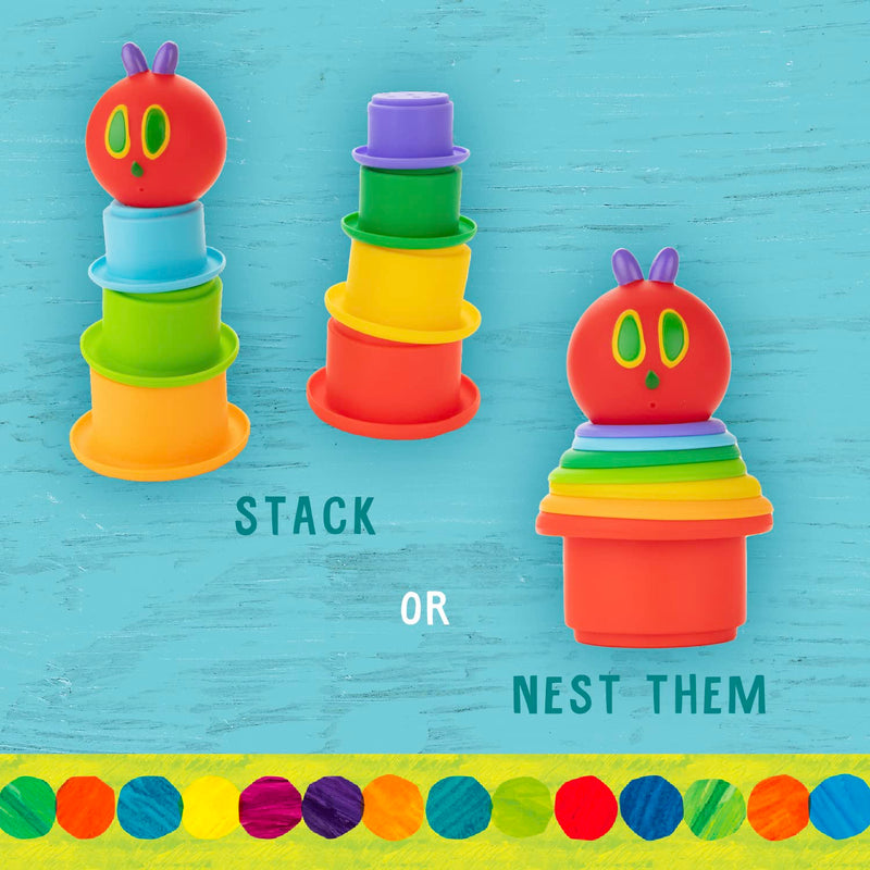Kids Preferred World of Eric Carle The Very Hungry Caterpillar Bath Time Silicone Stacking Cup Set with Caterpillar Head Squirty Perfect for Water Play Ages 18 Months and Up - BeesActive Australia