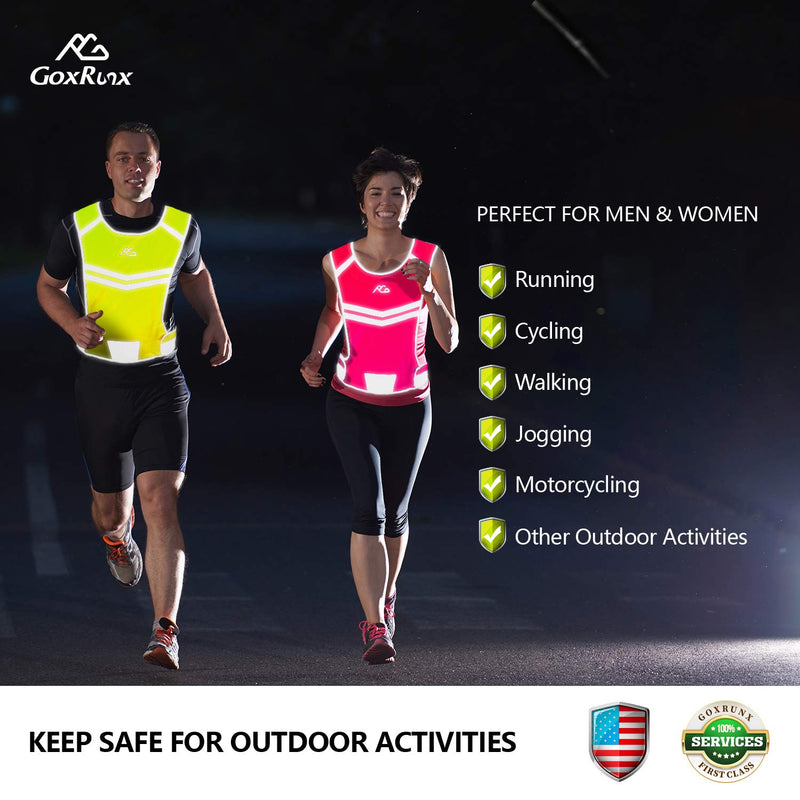 [AUSTRALIA] - GoxRunx Reflective Running Vest Gear, Light & Comfortable Cycling Motorcycle Reflective Vest,Large Zippered Inside Pocket & Adjustable Waist,High Visibility Night Running Safety Vest Yellow Large-X-Large 