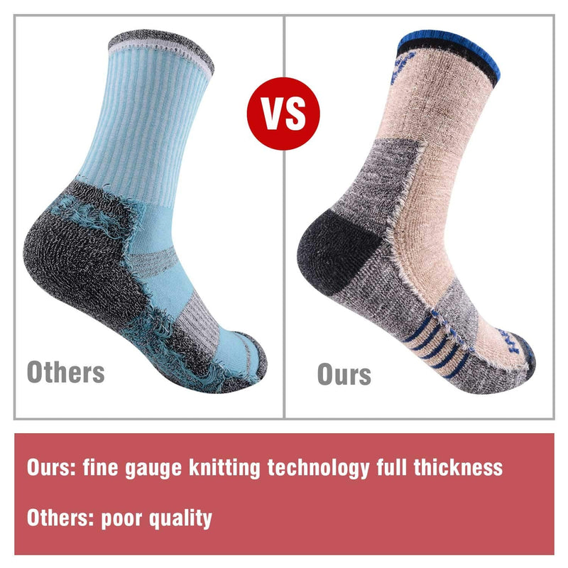 Men's Hiking Walking Socks, FEIDEER Multi-pack Wicking Cushioned Outdoor Recreation Crew Socks Black/Gray/Light Khaki/Coffee/Blue 10-13 - BeesActive Australia