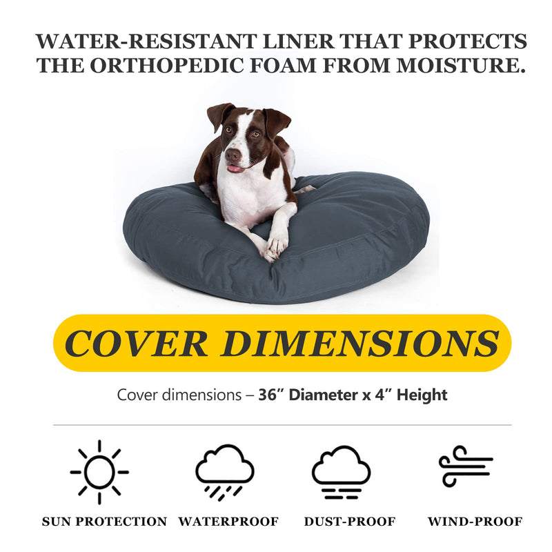 SELUGOVE Round Dog Bed Replacement Cover Washable Thickened Waterproof Oxford Fabric with Handle and Zipper Reusable Dog Bed Liner for Small to Medium Puppy Round-36" D × 4" H Grey - BeesActive Australia