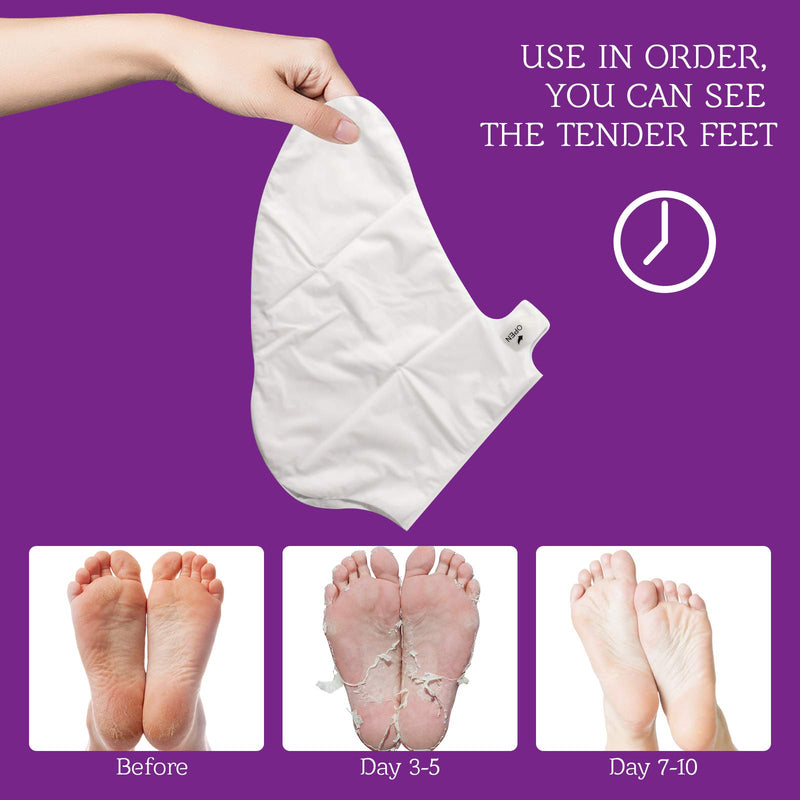 Foot Peel Mask -5 Pack- Professional Foot Peeling Mask for Cracked Heels, Dead Skin & Calluses, Get Baby Soft Skin for Men & Women (Lavender) - BeesActive Australia