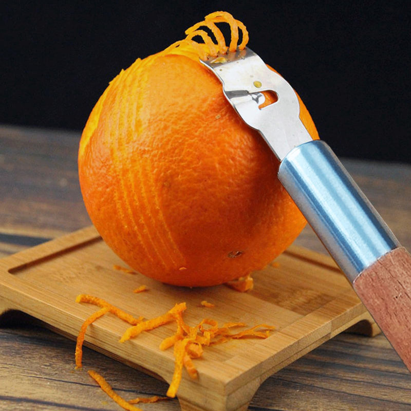 2Pcs Lemon Zester Tool Citrus Peeler Zester Grater with Handle Stainless Steel Fruit Grater Peeling Knife With Wooden Handle Multipurpose Kitchen Gadgets Bar Accessories - BeesActive Australia