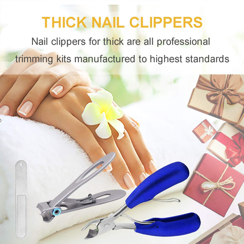Mens Nail Clippers for Thick, Toenail Clippers for Large Big Thick Nail (Bule and Silver) Bule and Silver - BeesActive Australia