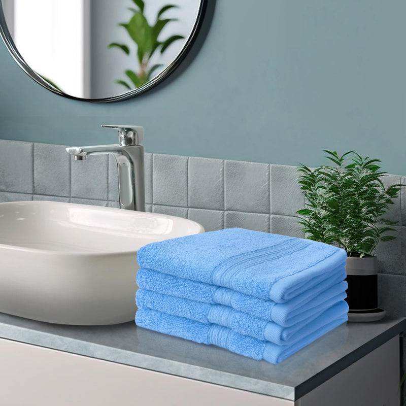 VOOVA & MOVAS Wash Cloths for Your Face and Body,4 Pack (13x13 Inches 650GSM), Blue Washcloths - 4PC - BeesActive Australia