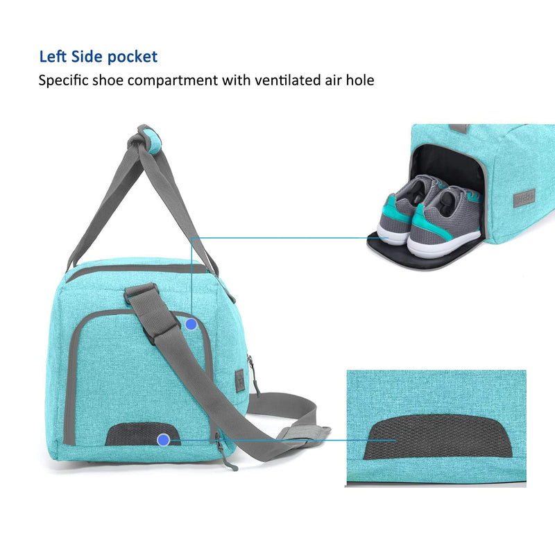 MarsBro Water Resistant Sports Gym Travel Weekender Duffel Bag with Shoe Compartment Tiffany Blue - BeesActive Australia