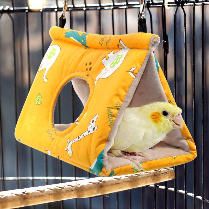 Rypet Winter Warm Bird Nest House - Hanging Hammock Velvet Shed Hut Cage Plush Fluffy Birds Hideaway Sleeping Bed Fuzzy for Parrot Parakeet Cockatiels Budgies Lovebird African Grey Medium (Pack of 1) Yellow - BeesActive Australia