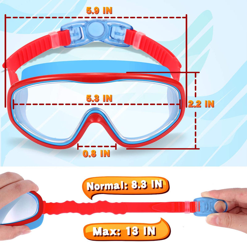 EasYoung 2-Pack Kids Swim Goggles, Wide Vision Swim Goggles for Child from 3-15 01.red With Blue + Blue With White - BeesActive Australia