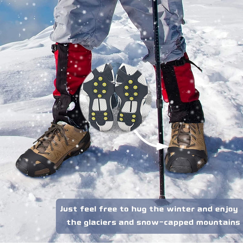 10 Teeth Crampons Ice Snow Grips Traction Cleats,Anti-Slip Ice Cleats for Men/Women Prevent Outdoor Activities from Wrestling,for Walking,Climbing, Hiking on Snow and Ice Large - BeesActive Australia