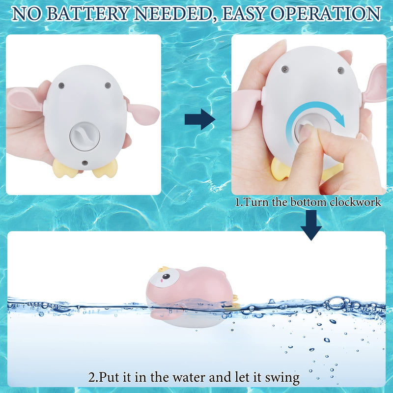 TWOONTO Baby Bath Toys, Wind Up Bath Toys 4 Pcs for Kids Bathtub Toys Bathroom Float Toy for Toddler Boys Girls 0 1 2 3 4 Years Old - BeesActive Australia