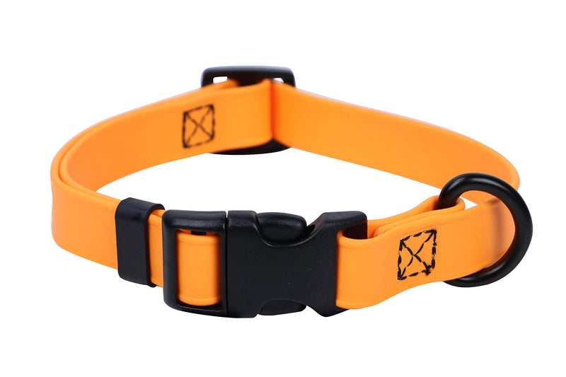 Regal Dog Products Waterproof Dog Collar - Custom Fit Vinyl-Coated Webbing Water Resistant, Double Buckle and D Ring Medium Orange - BeesActive Australia