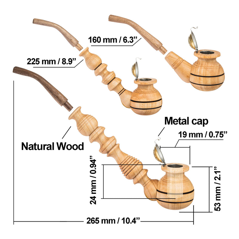 Set of 3 Wooden Tobacco Smoking Pipes Different Size 7, 10, 14 cm Long Carved Handmade Pipe - BeesActive Australia