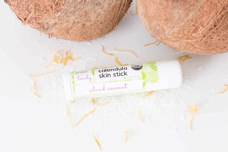 Calendula Skin Stick, Island Coconut. Moisture Stick. Organic Lotion Bar. Moisturizing Ointment Salve. Multipurpose Skin Cream - 0.5 oz. (2 tube set) 2 tube set - BeesActive Australia