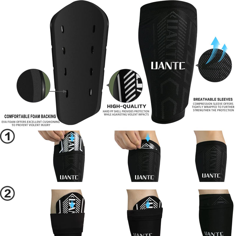 Uantc Shin Guards - Soccer Shin Guards Cushion Protection Reduce Shocks and Injuries - Calf Protective Gear Shin Guards for Kids/Adult - Shin Guards Soccer Youth for Boys/Girls Black Medium - BeesActive Australia