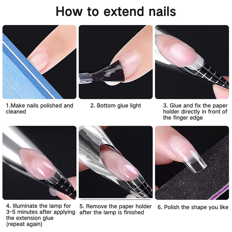 Vcedas Fiberglass Nail Kit for Nail Art Quick Extension Gel 8ML Magical Nail Extension Gel 10PCS Silk Fiberglass Nail Wrap for Extension Finger (2PCS) 2PCS - BeesActive Australia