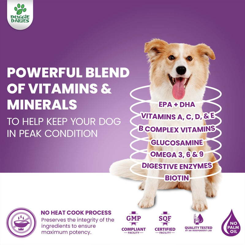 Doggie Dailies Multivitamin for Dogs, Advanced Dog Multivitamin Provides Antioxidant Support + Nutritional Support for Joints, Skin & Coat, Digestion, and The Immune System Peanut Butter - BeesActive Australia