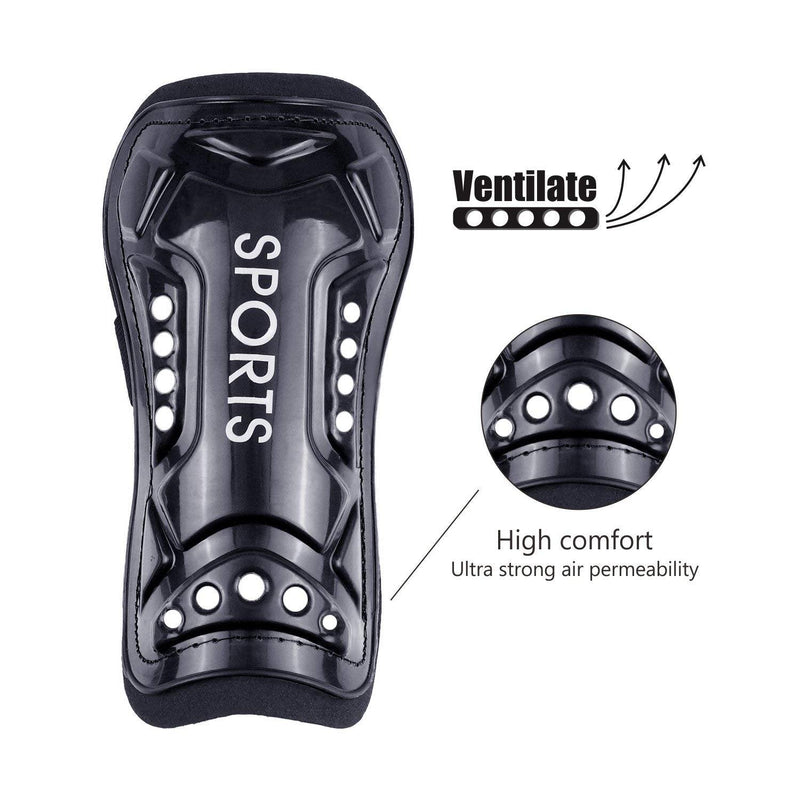 Geekism Sport Soccer Shin Guards Youth - 2 Pair 3 Sizes Shin Pads Child Calf Protective Gear 3-15 Years Old Girls Boys Toddler Kids Teenagers Black 1 Pack Soccer Shin Guards + Socks M 3'10 - 4'8 Tall - BeesActive Australia