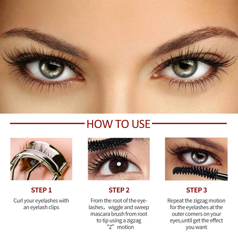 SIAMHOO 4D Silk Fiber Lash Mascara Waterproof,Lengthen Eyelashes,Not Sticky,Long-Lasting,2PCS - BeesActive Australia