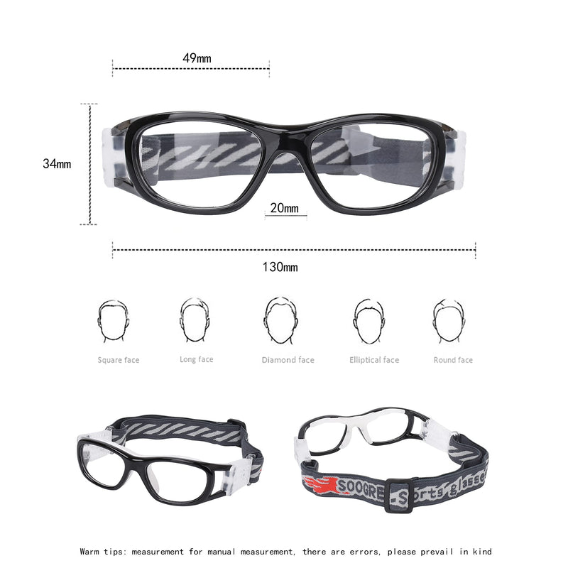 Kids Sports Glasses Basketball Football Safe Training Goggles Anti Fog 7-12 Black Frame White Pad - BeesActive Australia