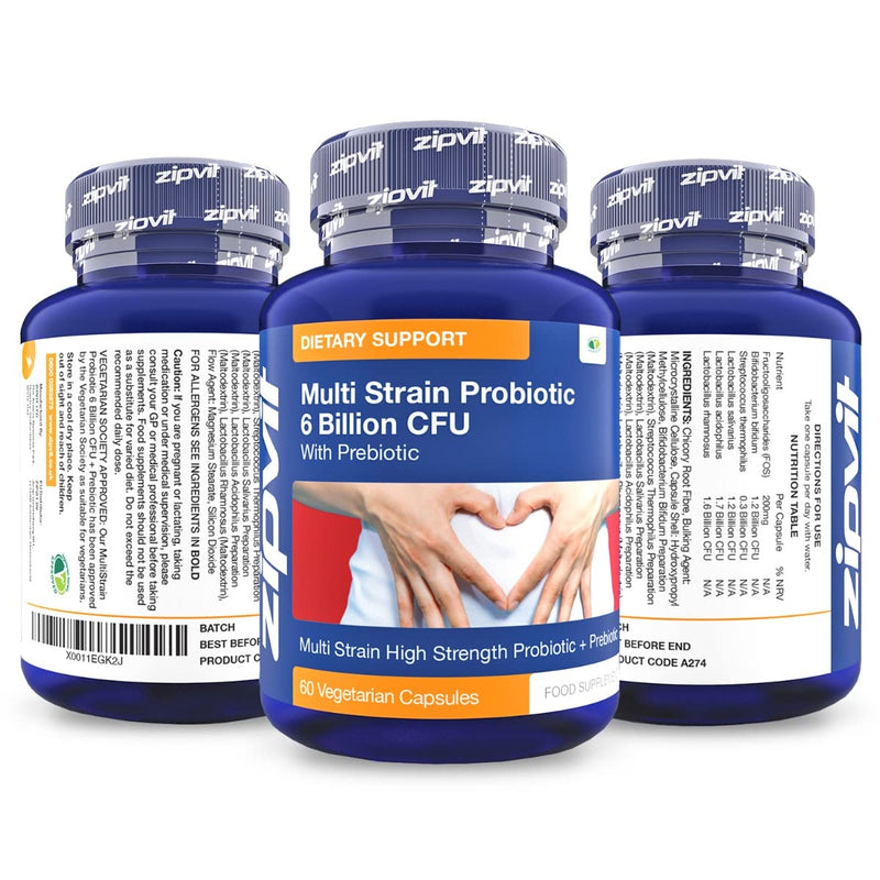 Probiotic 6 Billion Multi-Strain Live Bio Cultures Complex with Prebiotic, 60 Vegetarian Capsules. 100 Billion CFU Source Powder. - BeesActive Australia